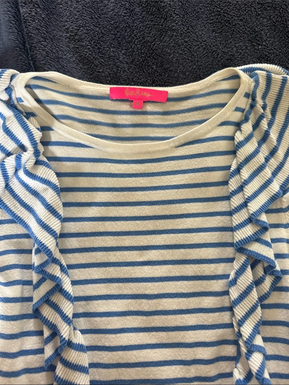 Lilly Pulitzer Ruth Ruffle Striped Sweater ๐๐ค๐๐ค - Picture 3 of 4
